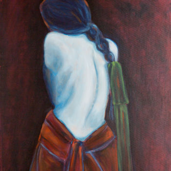 Schilderij getiteld "Dos avec tresse" door Marie-Christine Roque, Origineel Kunstwerk