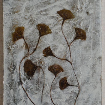 Peinture intitulée "108-ginkgobladeren-…" par Marie Claire Carpreau, Œuvre d'art originale, Autre