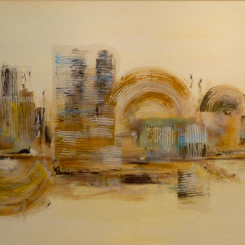 Peinture intitulée "skyline." par Marie Claire Carpreau, Œuvre d'art originale, Huile Monté sur Châssis en bois