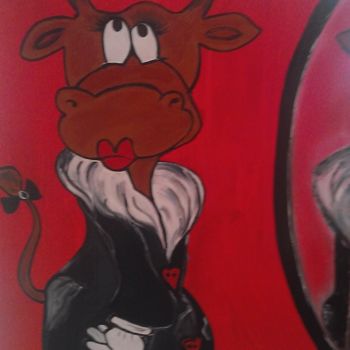 Malerei mit dem Titel "Cow in Love" von Marie Claire Netillard, Original-Kunstwerk, Andere