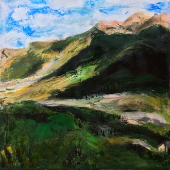 Pintura titulada "Que la montagne est…" por Marie Claude Lambert, Obra de arte original, Acrílico
