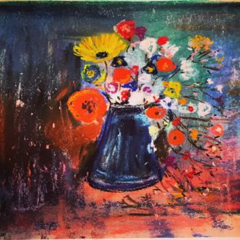 "Un bouquet de fleur…" başlıklı Tablo Marie Claude Lambert tarafından, Orijinal sanat, Pastel