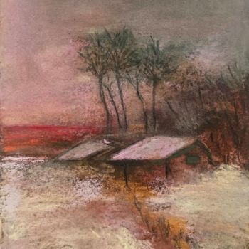 Schilderij getiteld "Le bonhomme hiver" door Marie Claude Lambert, Origineel Kunstwerk, Pastel