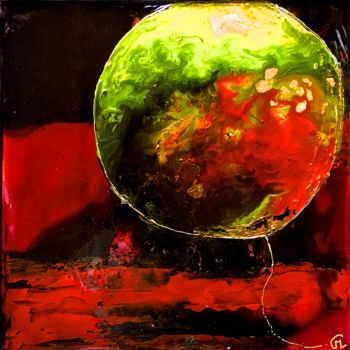 Painting titled "Une planète nouvelle" by Marie Claude Lambert, Original Artwork, Acrylic