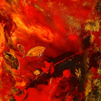 Painting titled "Fil rouge" by Marie Claude Lambert, Original Artwork, Acrylic