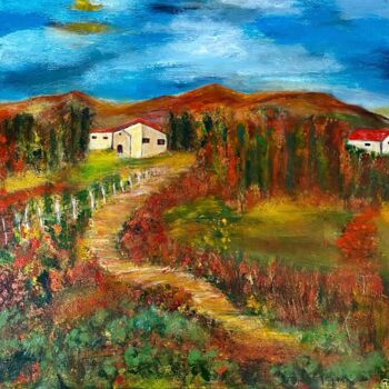 Pintura titulada "Automne en Provence" por Marie Claude Lambert, Obra de arte original, Acrílico