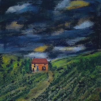 Painting titled "Orage en Provence" by Marie Claude Lambert, Original Artwork, Acrylic