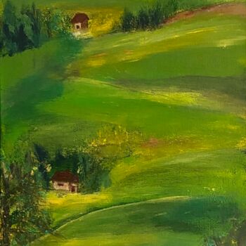 Peinture intitulée "Parlez moi du vert.…" par Marie Claude Lambert, Œuvre d'art originale, Acrylique