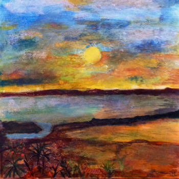 Painting titled "paysage exotique" by Marie Claude Lambert, Original Artwork