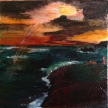 Painting titled "Coucher de soleil s…" by Marie Claude Lambert, Original Artwork