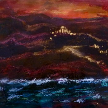 Pintura intitulada "Ciel de feu" por Marie Claude Lambert, Obras de arte originais, Acrílico