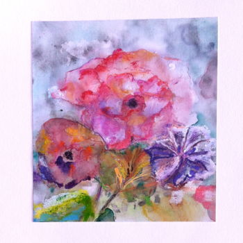 Painting titled "Les paupières des f…" by Marie Claude Lambert, Original Artwork, Watercolor