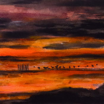 Peinture intitulée "Ciel béni ..." par Marie Claude Lambert, Œuvre d'art originale, Aquarelle