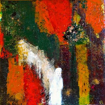 Painting titled "Blanche apparition" by Marie Claude Lambert, Original Artwork, Acrylic