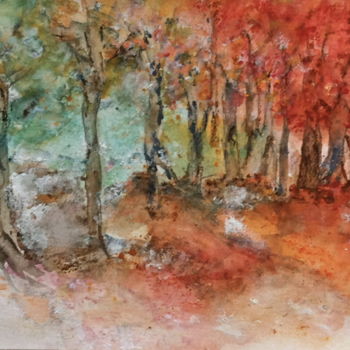 Peinture intitulée "Symphonie d'automne" par Marie Claude Lambert, Œuvre d'art originale, Aquarelle