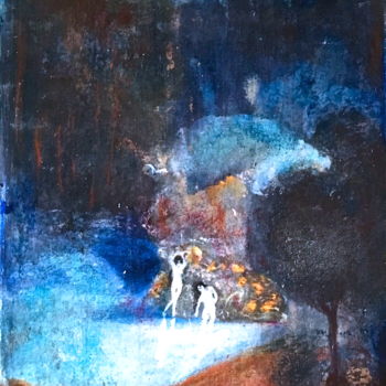 Pintura intitulada "Les nymphes" por Marie Claude Lambert, Obras de arte originais, Tinta
