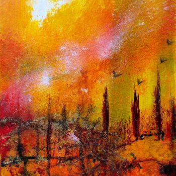 Malerei mit dem Titel "Poudre des soleils" von Marie Claude Lambert, Original-Kunstwerk, Acryl
