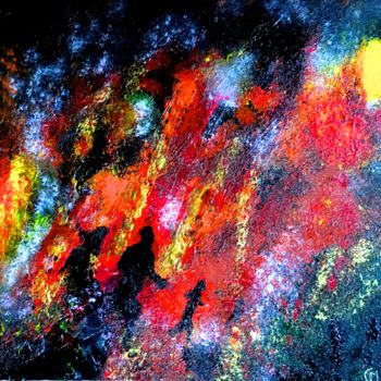 Peinture intitulée "Le feu du ciel" par Marie Claude Lambert, Œuvre d'art originale, Acrylique