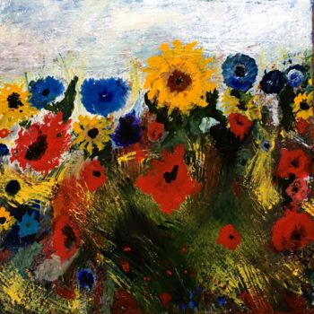 Картина под названием "Des fleurs pour se…" - Marie Claude Lambert, Подлинное произведение искусства, Акрил