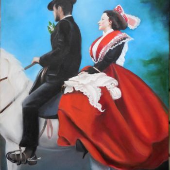Pittura intitolato "Arlésienne-et-gardi…" da Marie-Claude Lempereur-Laurent, Opera d'arte originale, Olio Montato su Telaio…