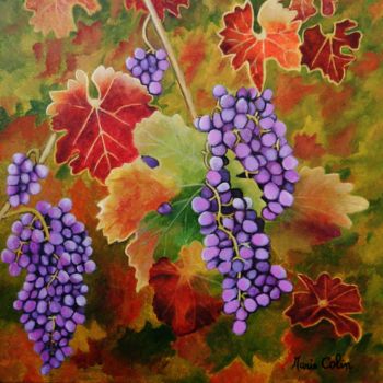 Malerei mit dem Titel "La vigne fin octobre" von Marie Colin, Original-Kunstwerk, Acryl