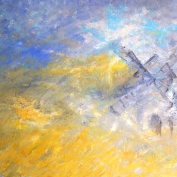 Картина под названием "Brouillard au moulin" - Marie Courcelle, Подлинное произведение искусства