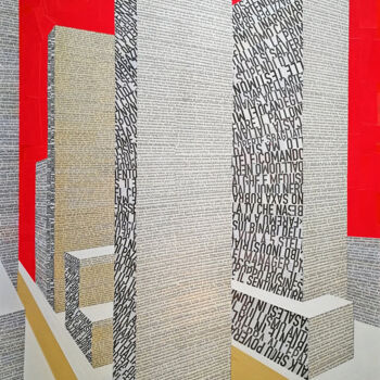 Collages titled "375 Park Avenue" by Marie De Moliner, Original Artwork, Collages Mounted on Wood Stretcher frame