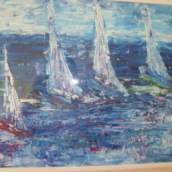 Painting titled "Bleu" by Marie Dijon, Original Artwork