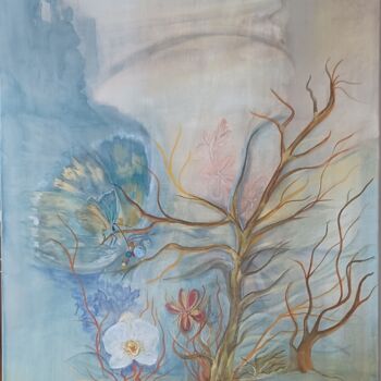 Peinture intitulée "Azuré" par Marie Dusimon, Œuvre d'art originale, Pastel Monté sur Châssis en bois