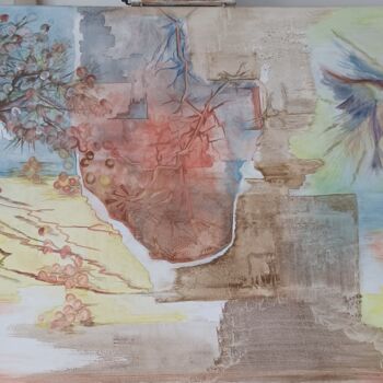 "oiseau" başlıklı Tablo Marie Dusimon tarafından, Orijinal sanat, Pastel Ahşap Sedye çerçevesi üzerine monte edilmiş