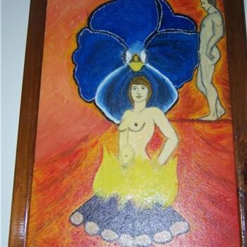 Schilderij getiteld "femme en enfer" door Marie Dutilly, Origineel Kunstwerk