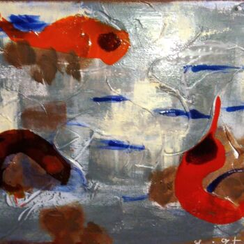 Painting titled "3 POISSONS" by Marie Estepa, Original Artwork