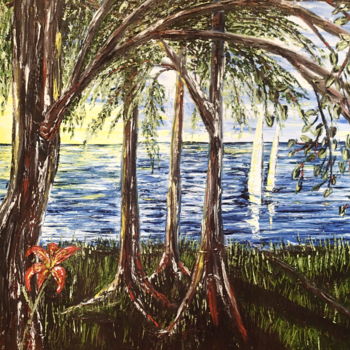 Pittura intitolato "Sur la rive" da Marie-Eve Drapeau, Opera d'arte originale, Olio