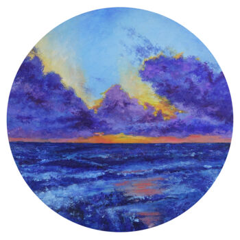 Painting titled "Evening seascape wi…" by Marie Faleeva, Original Artwork, Acrylic
