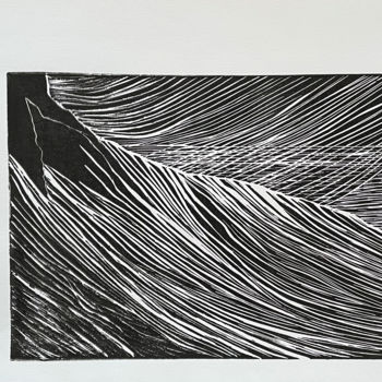 Gravures & estampes intitulée "la vague.." par Marie Feldbusch, Œuvre d'art originale, Gravure