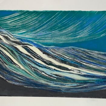 Gravures & estampes intitulée "La vague (2)" par Marie Feldbusch, Œuvre d'art originale, Monotype