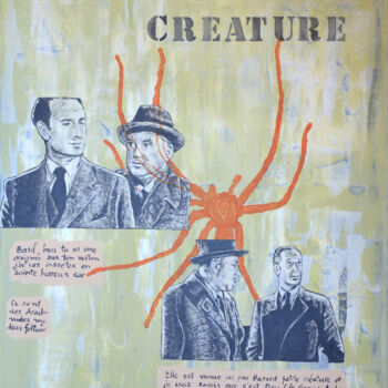 Painting titled "Creature" by Marie-France Arlaud, Original Artwork, Acrylic Mounted on Wood Stretcher frame