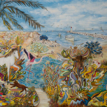 Painting titled "Le pays de mon enfa…" by Marie France Bussy (COLIBRI), Original Artwork, Oil