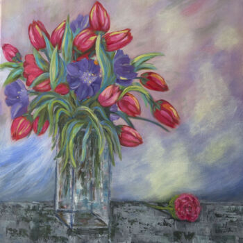 "vase aux Tulipes" başlıklı Tablo Marie France Bussy (COLIBRI) tarafından, Orijinal sanat, Akrilik