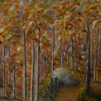 Painting titled "les arbres chuchote…" by Marie France Bussy (COLIBRI), Original Artwork, Oil