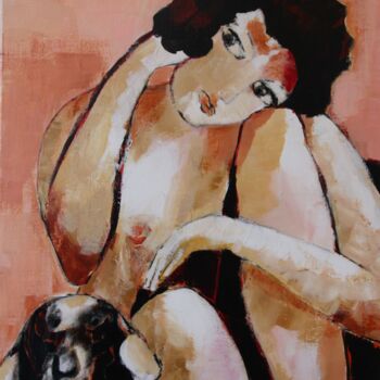 Painting titled "Jeune fille au faut…" by Marie-France Capron (CAPMA), Original Artwork, Acrylic