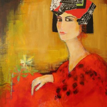 Painting titled "Chapeau de papier" by Marie-France Capron (CAPMA), Original Artwork, Acrylic