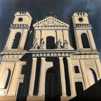 Painting titled "La Cathedrale de Mo…" by Marie France Garrigues, Original Artwork, Oil Mounted on Wood Stretcher frame