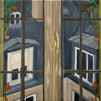 绘画 标题为“Vue sur les toits (…” 由Marie France Garrigues, 原创艺术品, 油 安装在木质担架架上