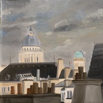 Peinture intitulée "Balade sur les toit…" par Marie France Garrigues, Œuvre d'art originale, Huile