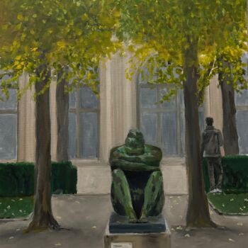 Ζωγραφική με τίτλο ""La Nuit" au Jardin…" από Marie France Garrigues, Αυθεντικά έργα τέχνης, Λάδι Τοποθετήθηκε στο Ξύλινο φο…