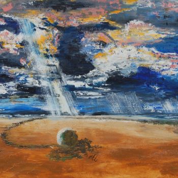 Painting titled "ciel d'orage et bou…" by Mary, Original Artwork, Oil