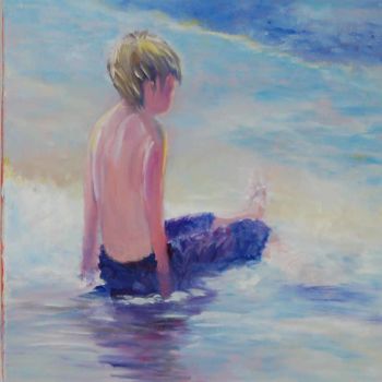 Peinture intitulée "Les pieds dans l'eau" par Mary, Œuvre d'art originale, Huile
