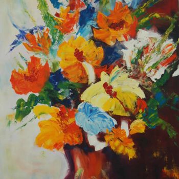 「Bouquet de fleurs」というタイトルの絵画 Maryによって, オリジナルのアートワーク, オイル