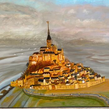 Peinture intitulée "le mont saint michel" par Marie France Saunard (Rêves et couleurs), Œuvre d'art originale, Acrylique